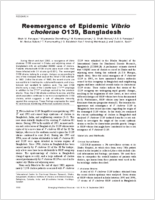 Reemergence of Epidemic Vibrio cholerae O139 Bangladesh