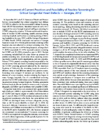 Assessment of Current Practices and Feasibility of Routine Screening for Critical Congenital Heart Defects  Georgia 2012