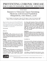 Barriers to Colorectal Cancer Screening Physician and General Population Perspectives New Mexico 2006