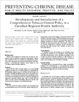Development and Introduction of a Comprehensive Tobacco Control Policy in a Canadian Regional Health Authority