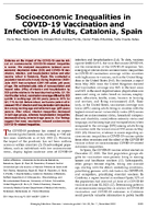 Socioeconomic Inequalities in COVID19 Vaccination and Infection in Adults Catalonia Spain