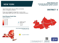 NY Congressional District 06 Heart Disease and Federally Qualified Health Centers Map 118th Congress
