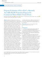 Program Evaluation of Fit to Pass a Remotely Accessible Health Promotion Program for Commercial Motor Vehicle Truck Drivers