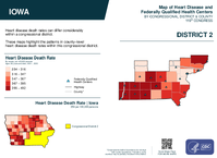 IA Congressional District 02 Heart Disease and Federally Qualified Health Centers Map 119th Congress