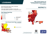 LA Congressional District 05 Heart Disease and Federally Qualified Health Centers Map 119th Congress