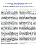 CDC Grand Rounds Newborn Screening for Hearing Loss and Critical Congenital Heart Disease