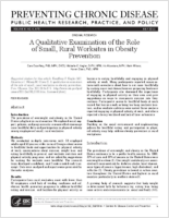 A Qualitative Examination of the Role of Small Rural Worksites in Obesity Prevention