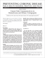 Cancer Risk Communication in Mainstream and Ethnic Newspapers