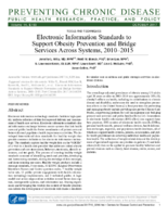 Electronic Information Standards to Support Obesity Prevention and Bridge Services Across Systems 20102015