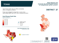 TX Congressional District 27 Heart Disease and Federally Qualified Health Centers Map 118th Congress