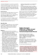 Highly Divergent SARSCoV2 Alpha Variant in Chronically Infected Immunocompromised Person