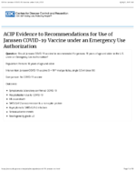 ACIP evidence to recommendations for use of Janssen COVID19 vaccine under an emergency use authorization