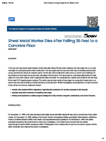Sheet Metal Worker Dies After Falling 35 Feet to a Concrete Floor FACE 9107
