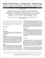 Nutrition Literacy Status and Preferred Nutrition Communication Channels Among Adults in the Lower Mississippi Delta