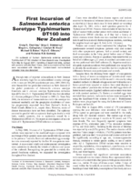 First Incursion of Salmonella enterica Serotype Typhimurium DT160 into New Zealand