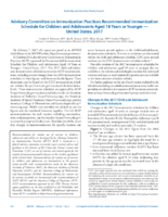 Advisory Committee on Immunization Practices recommended immunization schedule for children and adolescents aged 18 years or younger  United States 2017