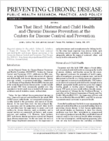 Ties That Bind Maternal and Child Health and Chronic Disease Prevention at the Centers for Disease Control and Prevention