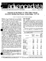 Headache as the Reason for Office Visits National Ambulatory Medical Care Survey United States 197778