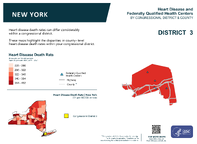 NY Congressional District 03 Heart Disease and Federally Qualified Health Centers Map 118th Congress
