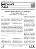 Characteristics of Hospice Care Discharges United States 199394