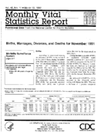Births marriages divorces and deaths for November 1991