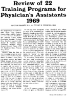 Review Of 22 Training Programs For Physicians Assistants 1969