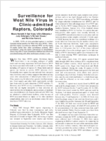 Surveillance for West Nile Virus in Clinicadmitted Raptors Colorado