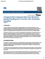 Transportation Employee Dies from Electrical Injuries Resulting from Contact with Overhead Powerline FACE 8503