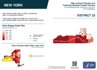 NY Congressional District 23 Heart Disease and Federally Qualified Health Centers Map 119th Congress