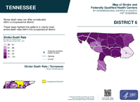 TN Congressional District 06 Stroke and Federally Qualified Health Centers Map 119th Congress