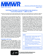 Solid Organ TransplantTransmitted Tuberculosis Linked to a Community Outbreak  California 2015