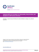 Adapting Shift Work Schedules for Sleep Quality Sleep Duration and Sleepiness in Shift Workers