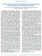 Health Care Provider Counseling for Physical Activity or Exercise Among Adults with Arthritis  United States 2002 and 2014