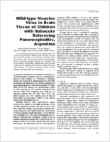 Wildtype Measles Virus in Brain Tissue of Children with Subacute Sclerosing Panencephalitis Argentina