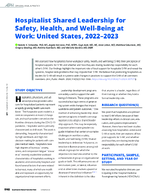 Hospitalist Shared Leadership for Safety Health and WellBeing at Work United States 20222023