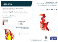 GA Congressional District 08 Heart Disease and Federally Qualified Health Centers Map 118th Congress