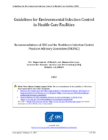 Guidelines for Environmental Infection Control in HealthCare Facilities Recommendations of CDC and the Healthcare Infection Control Practices Advisory Committee HICPAC