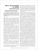Mice Susceptible to SARS Coronavirus