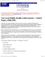 Ten Great Public Health AchievementsUnited States 19001999