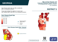 GA Congressional District 02 Heart Disease and Federally Qualified Health Centers Map 119th Congress
