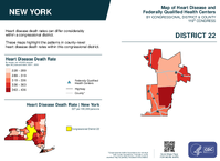 NY Congressional District 22 Heart Disease and Federally Qualified Health Centers Map 119th Congress