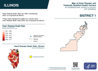IL Congressional District 01 Heart Disease and Federally Qualified Health Centers Map 119th Congress