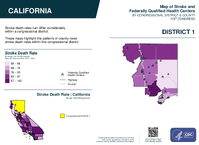 CA Congressional District 01 Stroke and Federally Qualified Health Centers Map 119th Congress