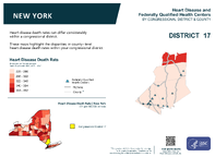 NY Congressional District 17 Heart Disease and Federally Qualified Health Centers Map 118th Congress