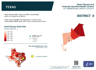 TX Congressional District 08 Heart Disease and Federally Qualified Health Centers Map 118th Congress
