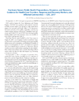 Hurricane Season Public Health Preparedness Response and Recovery Guidance for Health Care Providers Response and Recovery Workers and Affected Communities  CDC 2017