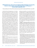 Meeting Summary State and Local Implementation Strategies for Increasing Access to Contraception During Zika Preparedness and Response  United States September 2016