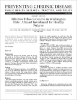 Effective Tobacco Control in Washington State A Smart Investment for Healthy Futures