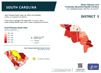 SC Congressional District 05 Heart Disease and Federally Qualified Health Centers Map 118th Congress