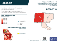 GA Congressional District 11 Heart Disease and Federally Qualified Health Centers Map 119th Congress